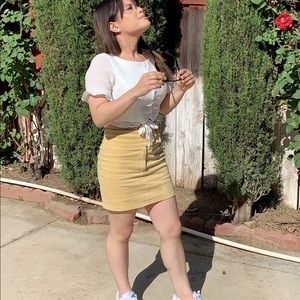 Waist Snap button corduroy mini skirt